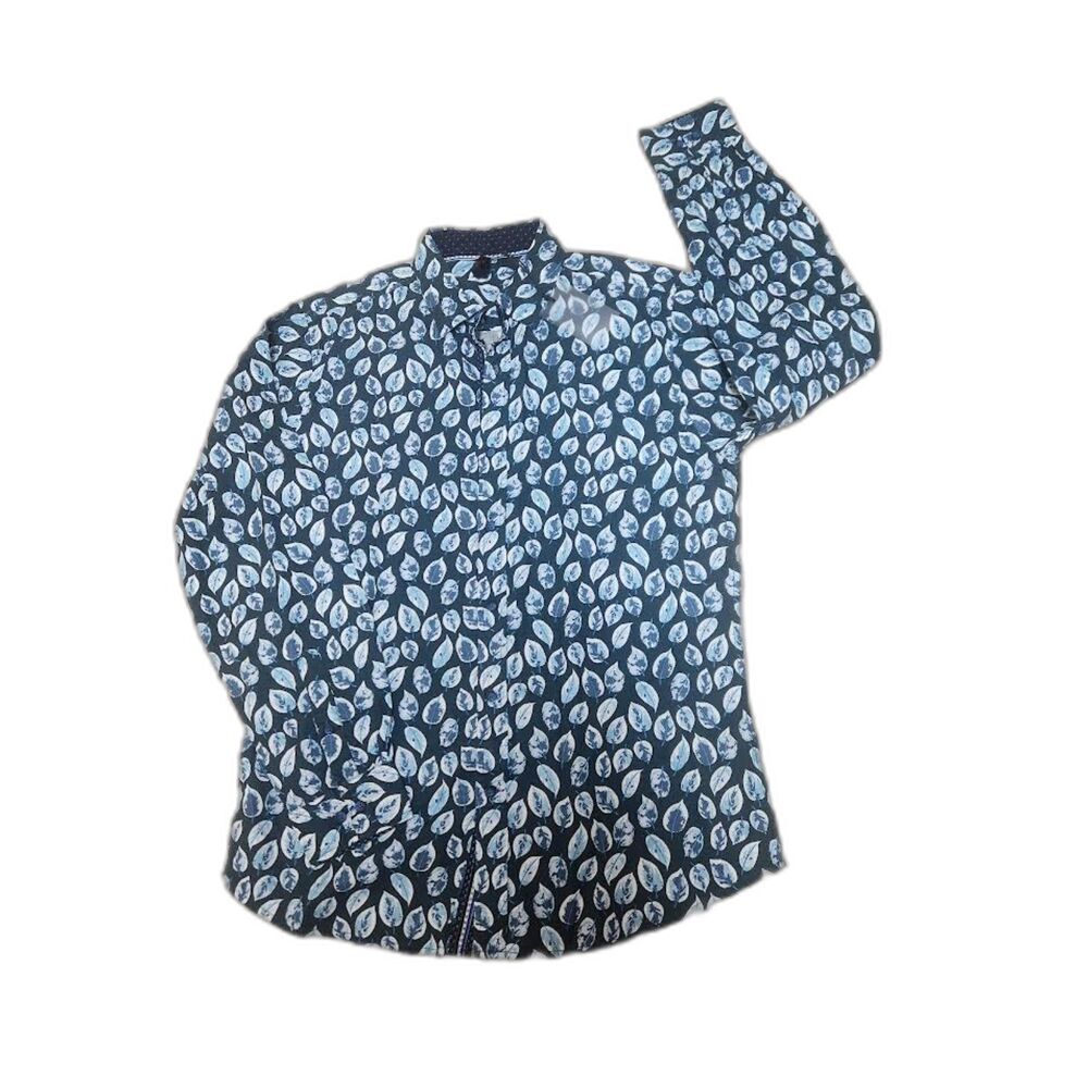 Smash Men's Long Sleeve Print Shirt with Cuff/Collar Accent Size Large